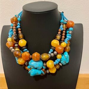 Turquoise and Sterling Silver Handmade Beaded Necklace